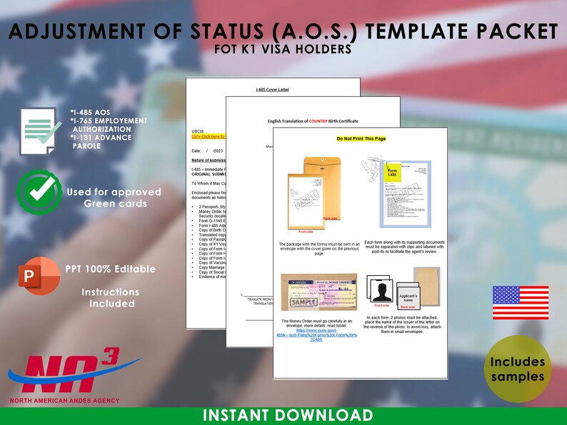 K1 Visa Adjustment of Status AOS Template Packet (digital Download) - Etsy