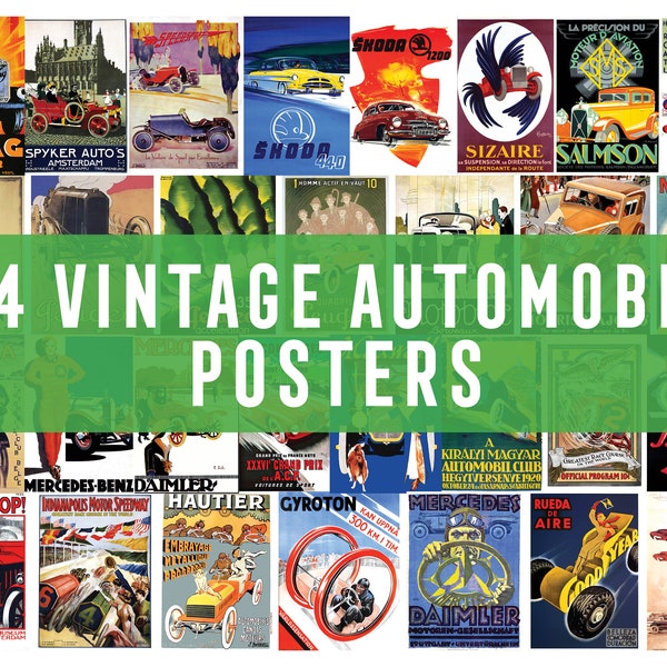 134 Vintage Automobile Posters l Golden Age Posters l Vintage Cars l Vintage Poster l Wall Art I Instant Digital Download