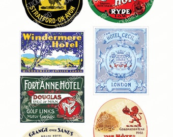 UK Vintage Luggage Labels Bundle I England/Scotland/Wales I 28 Printable Vintage Luggage Tags I Vintage Travel I Instant Digital Download