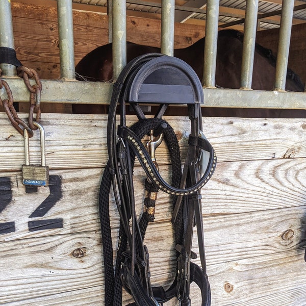 Hanging Adjustable Bridle Holder - 1 Color (Blank) - 2" Bridle Depth - Portable - Hangs over Stall Doors, Walls, or Anywhere