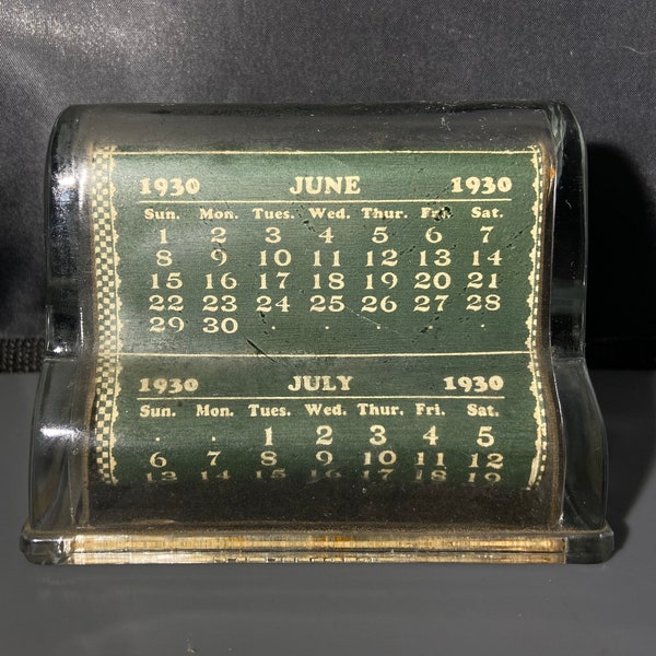 1930’s calendar paperweight / Rare 1930’s 5 year roll calendar paperweight.