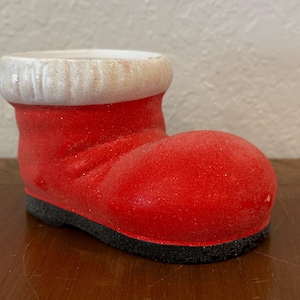Vintage ceramic Santa boot.