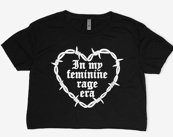 Feminist Rage Bleached Crop Top: Gothic Alt Shirt