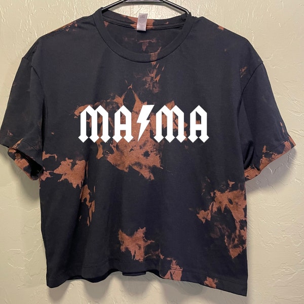Distressed mama shirt, acid wash mama crop top, acid wash shirt, bleached shirt, mom shirt, rocker mom