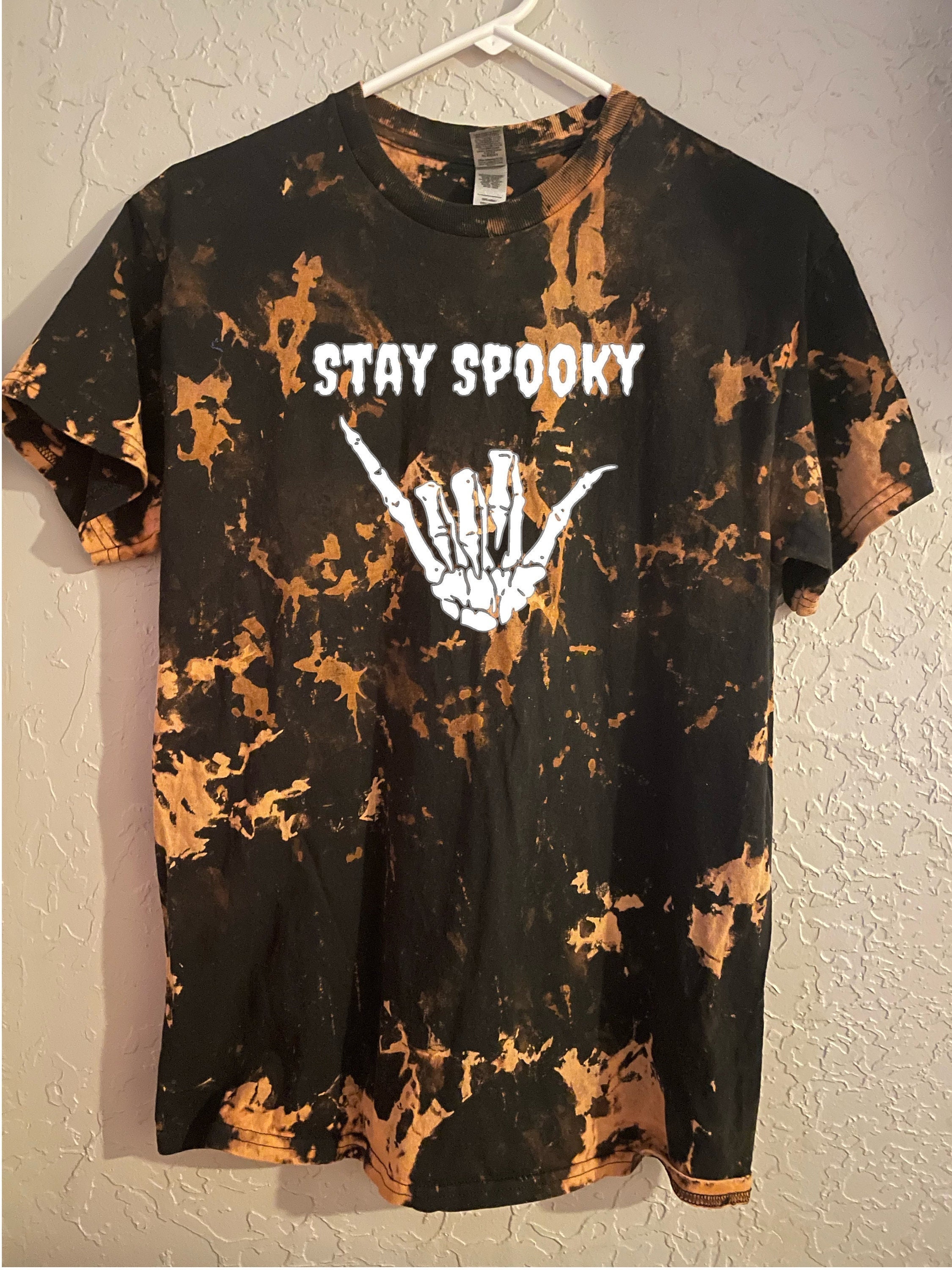 Stay Spooky Shirt Skeleton Hand Shirt Acid Wash Shirt - Etsy