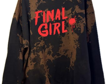 Final Girl Halloween Sweatshirt - Bleached Fleece Crewneck