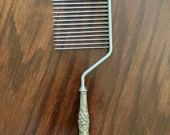 Vintage English Silver‑Plated Cake Breaker — Floral Handle — Stainless Prongs — 11″ — Made in England