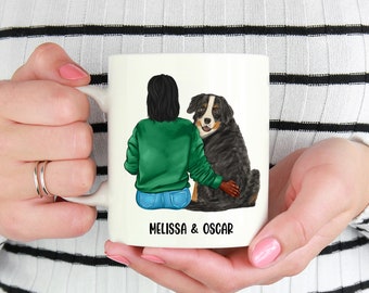 Bernese Mountain Dog Mug, Dog Mom Mug, Mothers Day Gift for Dog Lover, Woman and Dog Personalized Coffee Cup