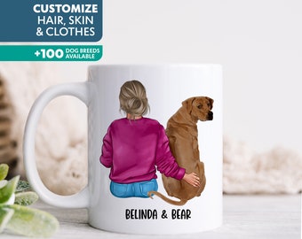 Dog Mom Mug, Rhodesian Ridgeback Mug, Mothers Day Gift for Dog Lover, Woman and Dog Personalized Coffee Cup