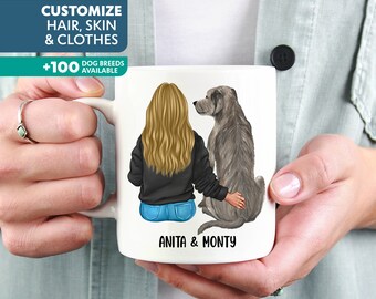 Irish Wolfhound Mug, Mom Mug, Mothers Day Gift for Dog Lover, Woman and Dog Personalized Coffee Cup