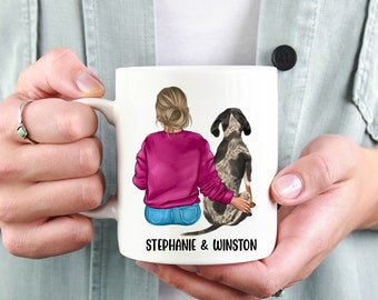 Bluetick Coonhound Mug, Dog Mom Mug, Mothers Day Gift for Dog Lover, Woman and Dog Personalized Coffee Cup