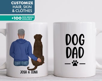 Man and Dog Mug, Fathers Day Gift for Dog Lover, Dog Dad Personalized Coffee Cup