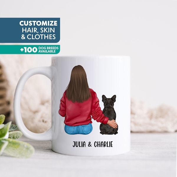 French Bulldog Mug, Mom Mug, Mothers Day Gift for Dog Lover, Woman and Dog Personalized Coffee Cup