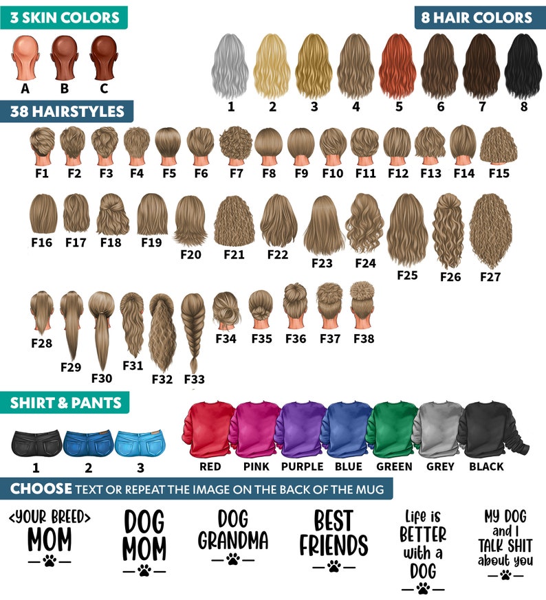 a chart of different types of hair for women