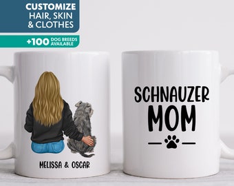 Schnauzer Mug, Dog Mom Mug, Mothers Day Gift for Dog Lover, Woman and Dog Personalized Coffee Cup