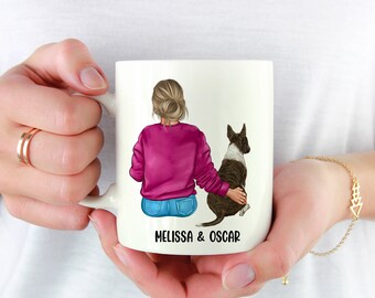 Personalized Bull Terrier Mug, Dog Mom Mug, Mothers Day Gift for Dog Lover, Woman and Dog Personalized Coffee Cup