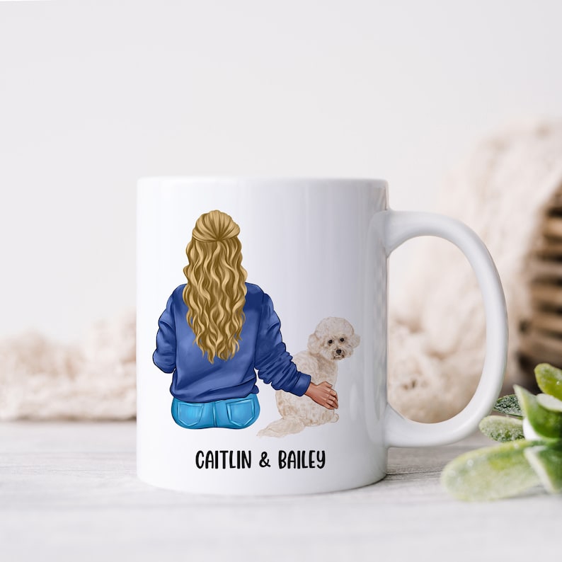 Dog Mom Mug, Personalized Bichon Frise Mug, Mothers Day Gift for Dog Lover, Woman and Dog Personalized Coffee Cup image 1