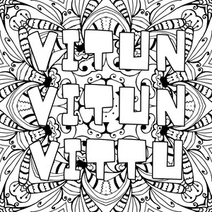 Adult Finnish curse/Swear Word Coloring Pages, Adult Coloring Pages printable, Coloring Pages, Funny Coloring Sheet