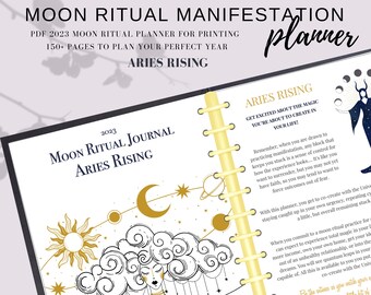 ARIES Personalized Moon Ritual Guide Printable 2023 | Digital Download | Manifest with the Moon Workbook | Moon Rituals by Rising sign | PDF