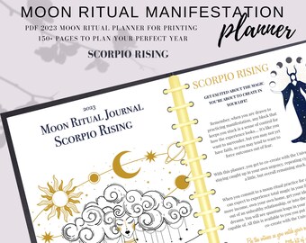 SCORPIO Personalized Moon Ritual Guide Printable 2023, Digital Download,Manifest with the Moon Workbook,Moon Rituals by Rising sign, PDF