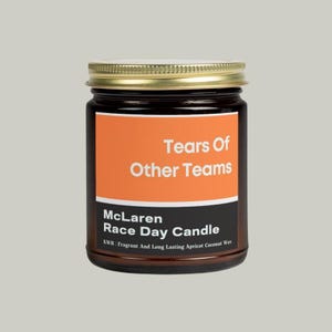 McLaren Race Day Candle, Motorsports Gift For Him, Formula One Racing Gift, F1 Merch Father&#39;s Day Gift