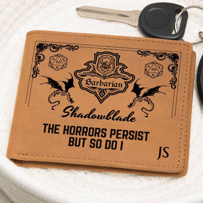 Custom Dnd Character Barbarian Gift, Mans Leather Wallet, Trending Now ...