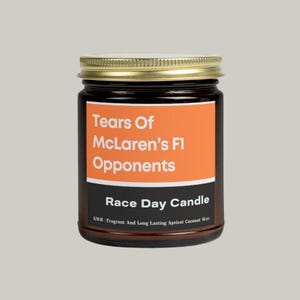 Mclaren Merch Formula 1 Candle, Motorsports Gift For Him, Formula One Racing Gift, F1 Merch Father&#39;s Day Gift