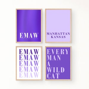 Kansas State Prints | EMAW | Every Man A Wildcat | Manhattan | Set of 4 | Digital Prints