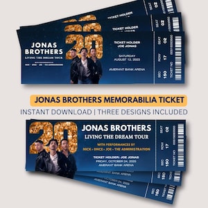 Living The Dream Jonas Brothers Konzertkarte Memorabilien. Tournüre Andenken. JoBros Konzertkarte. Sofort Download.