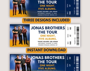 The Tour Jonas Brothers Concert Ticket Memorabilia. The Tour keepsake/memento. JoBros Concert Ticket. Instant Download.