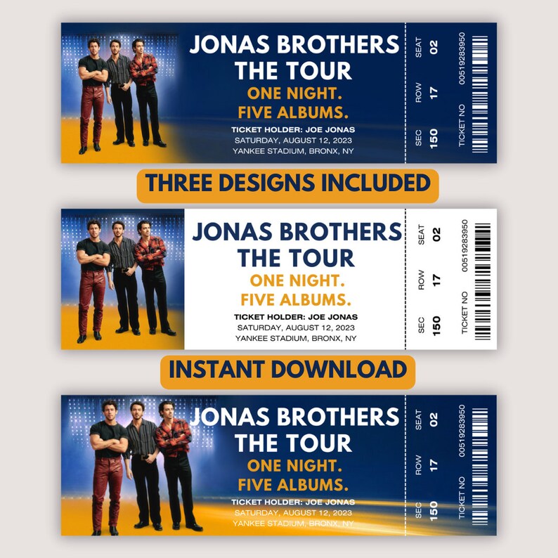 The Tour Jonas Brothers Concert Ticket Memorabilia. the Tour Keepsake