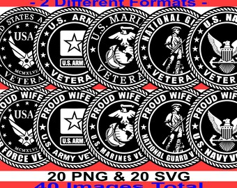 10 U.S. Military Emblem Graphics in 2 Formats - 40 Images is All