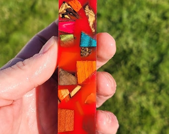 Base per penna in resina ibrida – Base di fusione in frammenti di legno esotico Chaos Mosaic per la tornitura di penne personalizzate