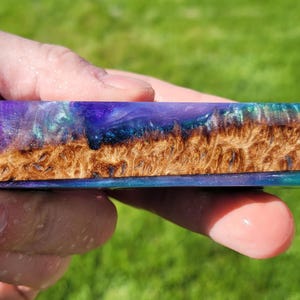 Stabilized Burl Wood Purple, Teal and Green Hybrid Resin Pen Blank Material