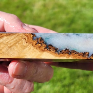 Stabilized Burl Wood Black, Pearl White, Orange and Green Hybrid Resin Pen Blank Material