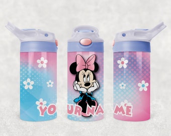 Minnie Mouse Personalized Water Bottle-12oz Stainless Steel Sippy Cup-Minnie Mouse Tumbler-Thermo Insulated Cup-Children Cup-Kids Gift