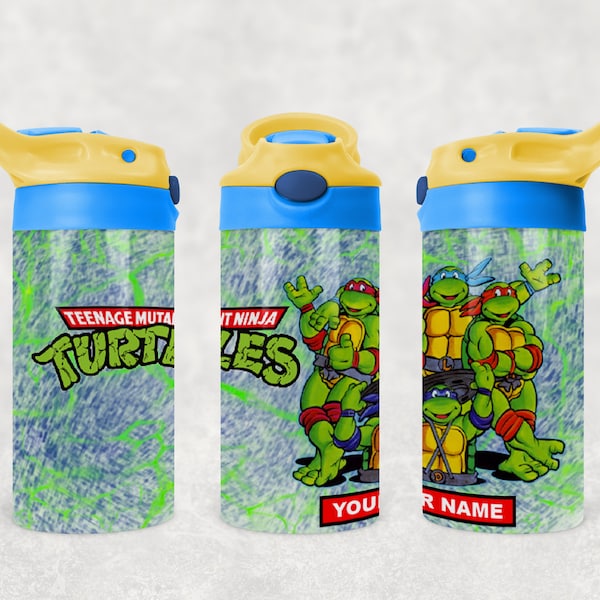 Ninja Turtles Personalized Water Bottle-12oz Stainless Steel Sippy Cup-Ninja Turtles Tumbler-Thermo Insulated Cup-Children Cup-Kids Gift