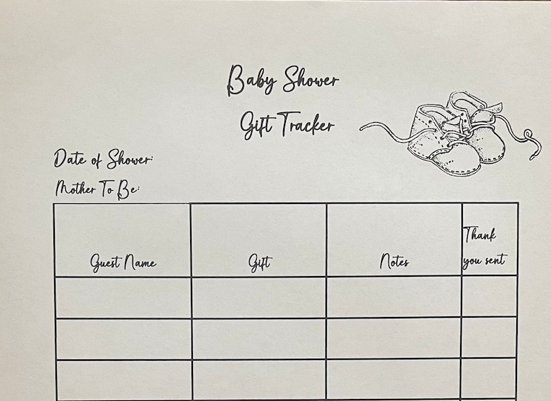 Baby Shower Gift Log Tracker - Etsy