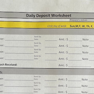 Feuille de calcul du dépôt quotidien