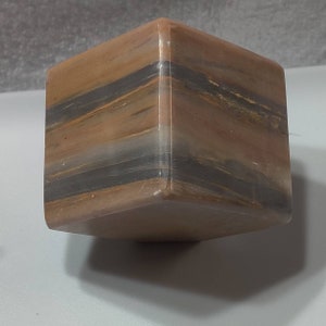 Peach Banded Calcite Floating Cube