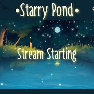 Pantallas animadas de Twitch "Estanque estrellado" Cute Frog Overlay Streamer Kawaii Comfy Overlay Escena animada Gráficos de Twitch Animal Stars Forest