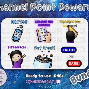 Twitch Icon Bundle, Black Hair Gal, Engage Your Community, Channel Reward, Cute Cartoon Emote for Twitch YouTube Streamer Affiliate, Discord