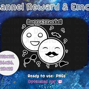 Twitch Channel Point &quot;Impersonation&quot; Icon Fun Reward Stream Games Community Cute Emote for Twitch YouTube Streamer Discord Affiliate Cartoon