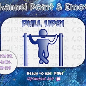 Fun Twitch Channel Point Reward Icon, Pull Ups Workout Challenge, Fun Stream Chat Games Cute Emote for Twitch YouTube Kick Streamer Discord