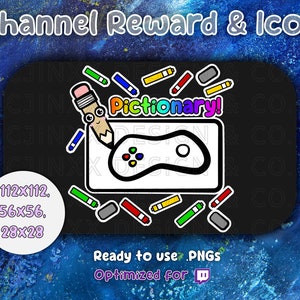 Twitch Channel Point Reward &quot;Pictionary&quot; Fun Icon Stream Games Community Cute Emote for Twitch YouTube Streamer Discord Affiliate Cartoon
