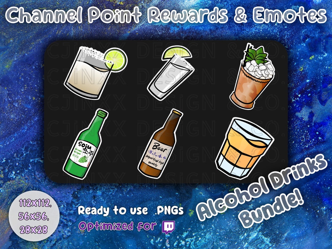 Twitch Icon Bundle, alcohol Drinks Pack, Channel Reward & Emote, Cute Sticker Twitch Youtube