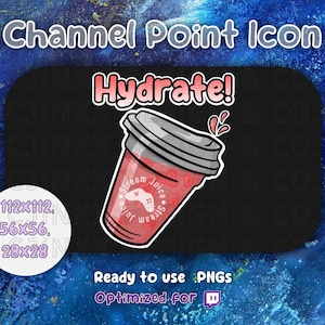 Strawberry Acai Refresher Twitch HYDRATE Channel Point Reward Cute Icon for Twitch YouTube Streamer Pink Drink Emote Discord Affiliate