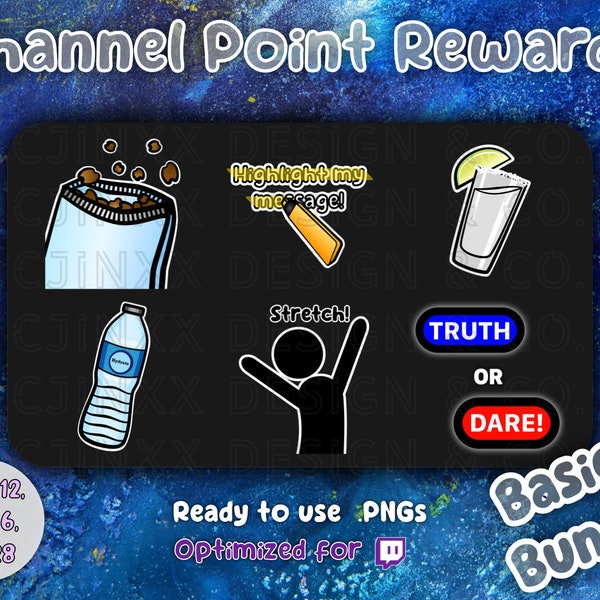 Twitch Reward Icon Bundle, Basics, Engage Your Community, Channel Reward, Cute Cartoon Emote for Twitch YouTube Streamer Affiliate, Discord