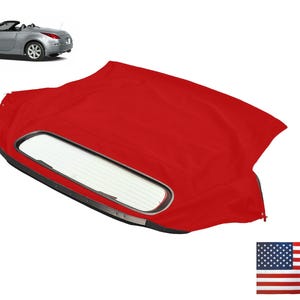 Handmade Nissan 350Z Convertible Soft Top & Heated Glass Window Made From Haartz Red American Automobile Canvas