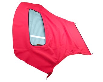 Techo blando convertible Ford Mustang 05-14 hecho a mano y ventana de vidrio con descongelador hecha a mano con el logotipo de Haartz en lona roja Stayfast American Automobile